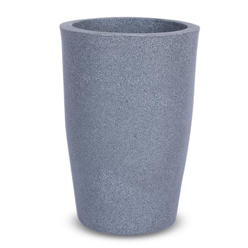 Image of BonKaso 18 inch Light Grey Pot - Tall, Durable & Lightweight Polymer Round Tower Planter for Indoor & Outdoor Use: Home, Office, Garden & Balcony (Gamla /Gamale)