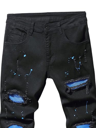 Floerns Men's Distressed Ripped Frayed Denim Pants Streetwear Skinny Jeans3