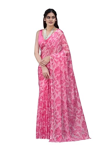 Image of Garden Vareli Nara Chiffon All-Over Floral Print Saree With Blouse Piece
