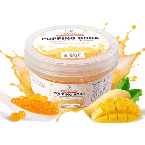 Image of Soeos Mango Popping Boba, 550g(1.2 lbs), Boba Pearls for Bubble Tea