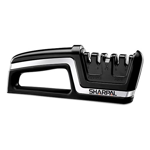 SHARPAL 104N 5-in-1 Professional Knife & Scissors Sharpener, Sharpening Tool for Straight & Serrated Blades, Repairs & Hones Euro/American & Asian Knives, Fast Scissor Sharpening