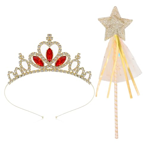Tiara coroa de vidro, princesa varinha mágica, fada coroa de cristal infantil, vestido com jóias para o cabelo, acessórios para o cabelo presente de aniversário tiara menina 3-12 anos, Tamanho único