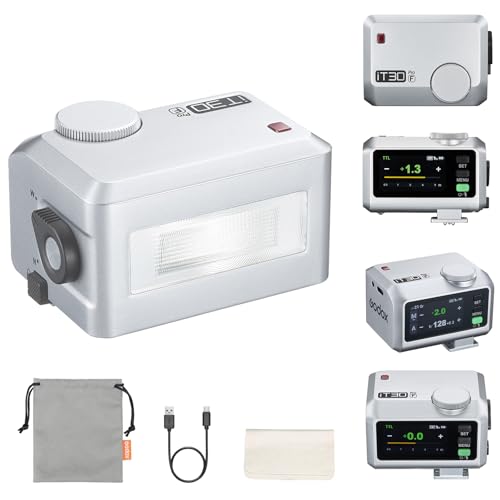 Godox iT30Pro-F iT30 Pro Flash for Fujifilm, iT30Pro F Touchscreen Speedlite, Built-in Battery, 560 Full Power Flashes,2.4G Wireless 1/8000 HSS, GODOX iT30ProF iT30 Pro F TTL Flash Speedlight (Silver)