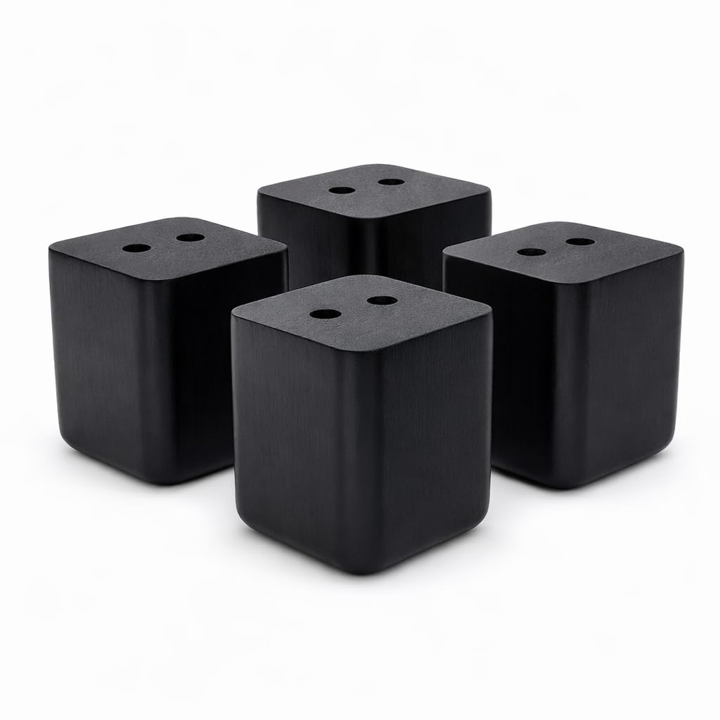 Patas para muebles de madera negras y soportes rectangulares de sofá o mesa