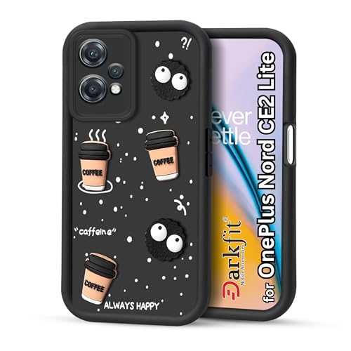 Image of Back Case Cover Compatible with OnePlus Nord CE 2 Lite 5G | Cute Fun Cartoon Ball 3D Coffee Silicone Case | Body Protection | Camera Protection | Shock Proof | Color Black | Pack of 1