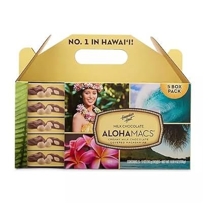 Hawaiian Host Alohamacs Milk Chocolate The Original Chocolate Covered Macadamia Nut, 5 Box Tote - 5 Ounces