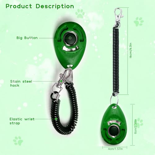 Pet Training Clicker with Wrist Strap - Dog Training Clickers for Puppy, Cat, Potty, Bird, Horse, Pet, Trainer Training Tools, Behavior Aids (Black +Deep Green + Tangerine + Yellow) - Image 5
