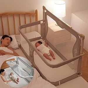 3 in 1 Culla per Neonato Fianco Letto, Culla Nex to Me, culla per Bambini, culla portatile pieghevole, finestra in rete traspirante e visibile, fodera morbida lavabile e robusta lega di alluminio ( Co