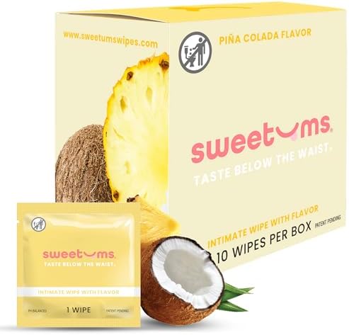 Sweetums Feminine Wipes for Women, Pina Colada, pH Balanced - Pack of 10