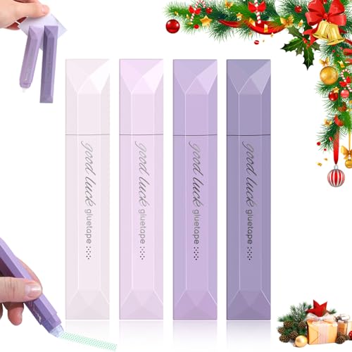 4 Pack Double Sided Tape Roller, 2026 New Scrapbooking Double Sided Tape Roller, Suitable for Gift Wrapping, Scrapbooking, Craft Journals, Photo Mounting, Office & School Supplies (Purple)