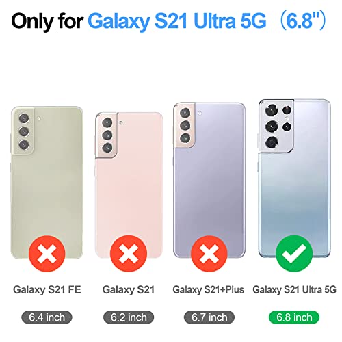 Antsturdy Samsung Galaxy S21 Ultra 5G case Wallet with Card Holder for Women Men,Galaxy S21 Ultra Phone case RFID Blocking PU Leather Flip Shockproof Cover with Strap Zipper Credit Card Slots,Wine Red