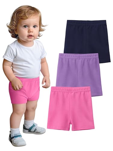 Image of YERIOK 3 Pack Cotton Baby Girls Shorts Toddler Biker Bike Cartwheel Under Shorts for Baby Girl Clothes