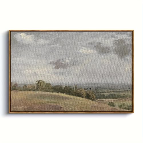 Impression sur toile paysage moderne 90x120cm : cadre doré pour décoration murale extérieure