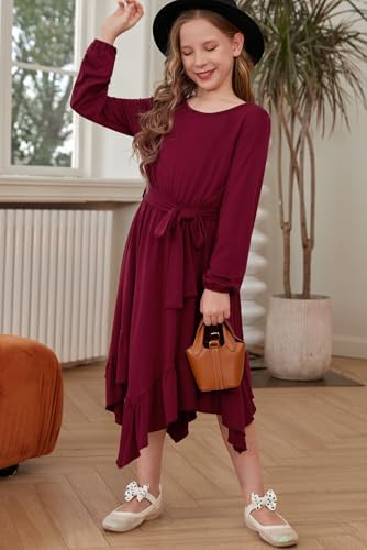 blibean Girl Fall Boho Dress Kid Long Sleeve Tween A-Line Dresses Clothes Size 4-15 Years3
