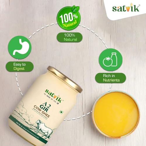 Image of SATVIK PURE GHEE A2 Gir Cow Ghee 2 Litre Churned From Vedic Bilona Method Bilona Ghee A2 Cow Desi Ghee 1 Litre (Pack of 2)