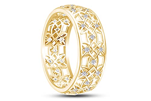 AFFY Hollowing Flower Ring in 14k Gold over Sterling Silver 925 Wedding Accessories Ring Jewelry for Ladies - Choose From - Simulated Diamond, Simulated Sapphire, Simulated Emerald, or Simulated Ruby4