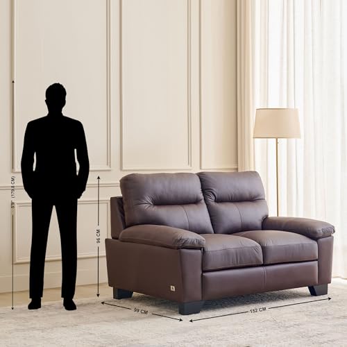 Image of Home Centre | Winchester | Half Leather|Solid Wood | 2 Seater Sofas | Brown | 1 Year Warranty