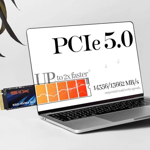 Image of SIX NVME M.2 SSD 1TB - PCIe gen 5.0x4 X15000 M.2 2280, Seq. Speed Up to 14,300MB /s,AI Computering Gaming by Internal Solid State Hard Drive for Laptop /Desktop PC Nvme m2 PCIe 5 1TB with Heatsink