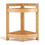 2026 New Bamboo Standing Shelf, 2 Tier Corner Shelf Stand, bathroom counter/sink organizer, Triangular Curved Corner Shelf Stand for Space-Saaving Display Ideal for Bathroom/Kitchen/Living Room
