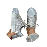 Glamidea Baskets Pailletées pour Femmes Baskets Glitter Mode Running Chaussures à Plateforme de Marche à Lacets Élégantes de Fitness Unicolores pour Les Loisirs Basses