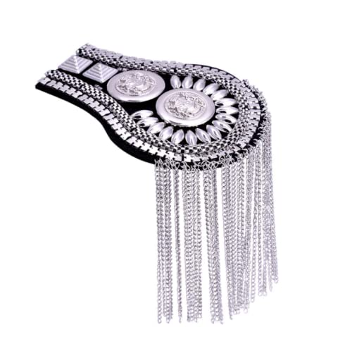 Image of 2 Pcs Vintage Tassel Link Chain Epaulet Shoulder Boards Badge Brooch For Men Women Uniform Epaulettes Accessories