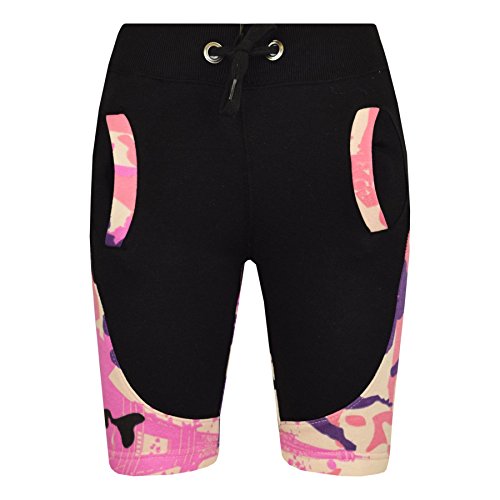 A2Z 4 Kids Boys Girls Camouflage Print Contrast Panel Fleece Chino - Shorts Contrast Panel Baby Pink 13