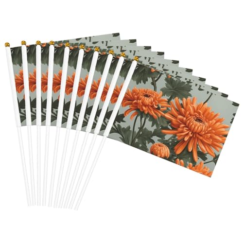 Bandiera arancione con stampa crisantemo facile da tenere in mano leggera da sfilata per la decorazione della casa eventi Uso versatile