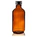 PREMIUM VIALS CREATIVE PACKAGING SOLUTIONS 4 Oz (120 ml) AMBER Boston Round Glass Bottle w/Cap - Pack of 12