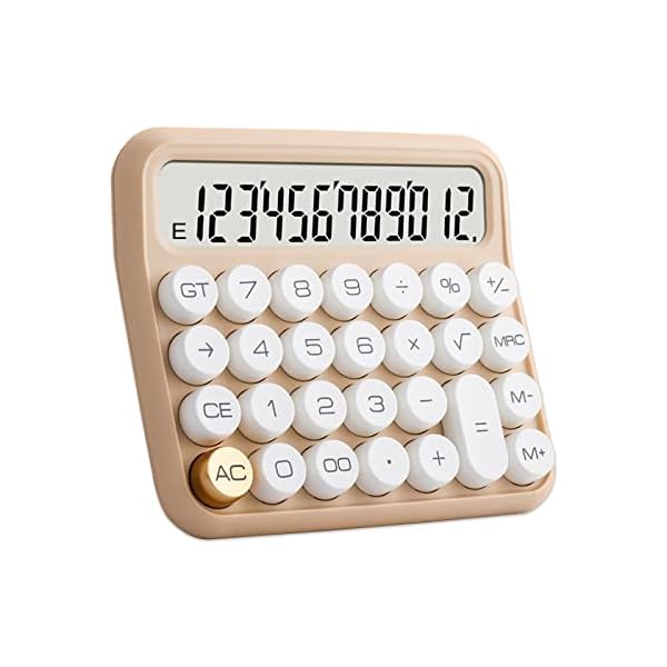 Calculators, Benkaim Desk Calculator,Basic Standard Calculator,12 Digit Large LCD Display Big Button Calculator for School, Home & Business Use(Beige)
