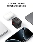 Uniwersalny adapter podróżny na całym świecie, wtyczka podróżna z 3 USB C (PD 20 W) i 1 USB A, międzynarodowy adapter do gniazdka, uniwersalny adapter do UE, UK, USA, Australii