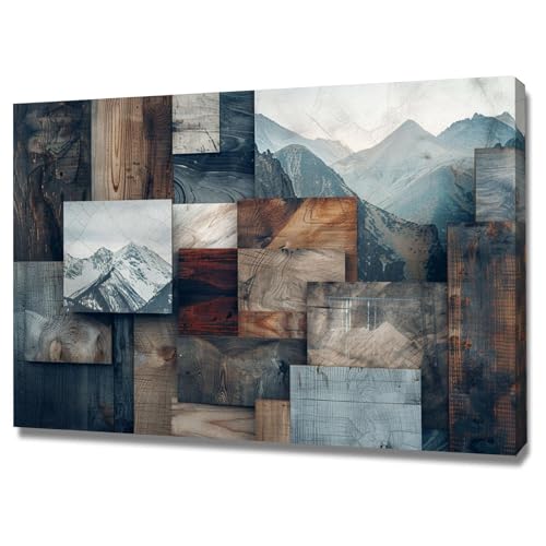 Poster mural de montagne 70x100cm encadré idéal pour sublimer le design d'un salon