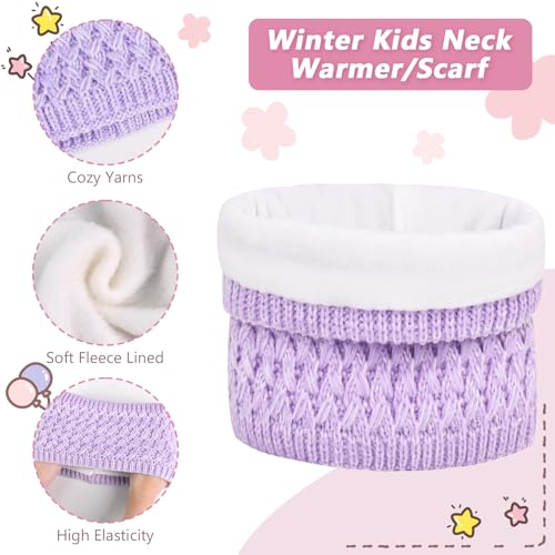 Image of Kids Winter Hat Gloves Scarf Set,Toddler Girls Winter Hat Kids Beanie with Pom Neck Warmer Gaiter Mittens Fleece Lined Set