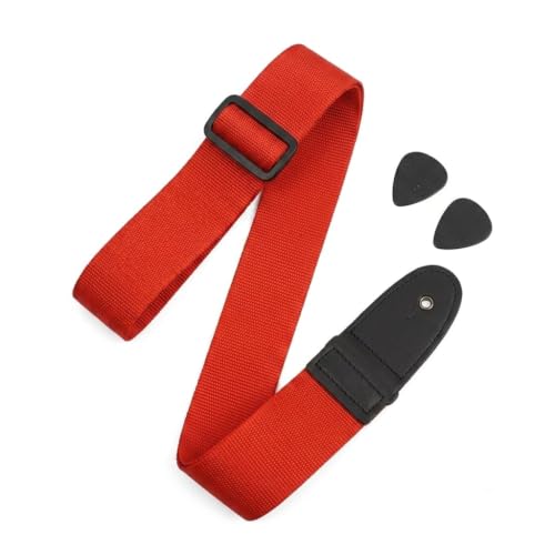 BLUE PANTHER Red Guitar Strap with 2 Guitar Picks – Adjustable, C...