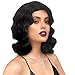 Baiansyy 1920s wigs for women Long Flapper Vintage Wig Synthetic Heat Resistant Hair Full Wigs for Halloween Cosplay Costume Party Finger Wave Wigs(Black)