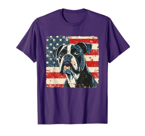 Boxer Dog Patriotic Fourth of July Men Women Kids T-Shirt
