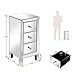 Bonnlo 3-Drawer Mirrored Nightstand End Table Bedside Table for Bedroom, Living Room, Silver, 11.7