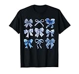 Blue Bow and Ribbon Cute Graphic For Women T-Shirt