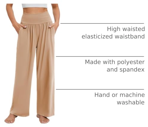 Image of Gracyoga Wide Leg Yoga Pants for Women Casual Loose Cozy Sweatpants High Waisted Lounge Pajama Flowy Pants With Pockets