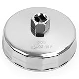 Tongze 92-93mm Oil Filter Wrench: 15 Flutes Oil Filter Removal Tool Compatible with Ford