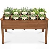 Best Choice Products Raised Herb Garden Bed Planter Box - Elevated Wooden Planter with 10 Grid Growing Compartments, Drainage Holes, Vegetable Flower Garden Box for Patio Balcony Backyard - Acorn