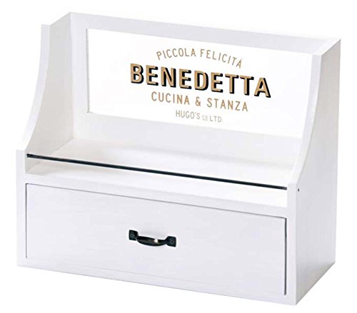 ケーアイジャパン Hugo 木製 キッチンラック 引き出し L ホワイト w30×d13×h24cm