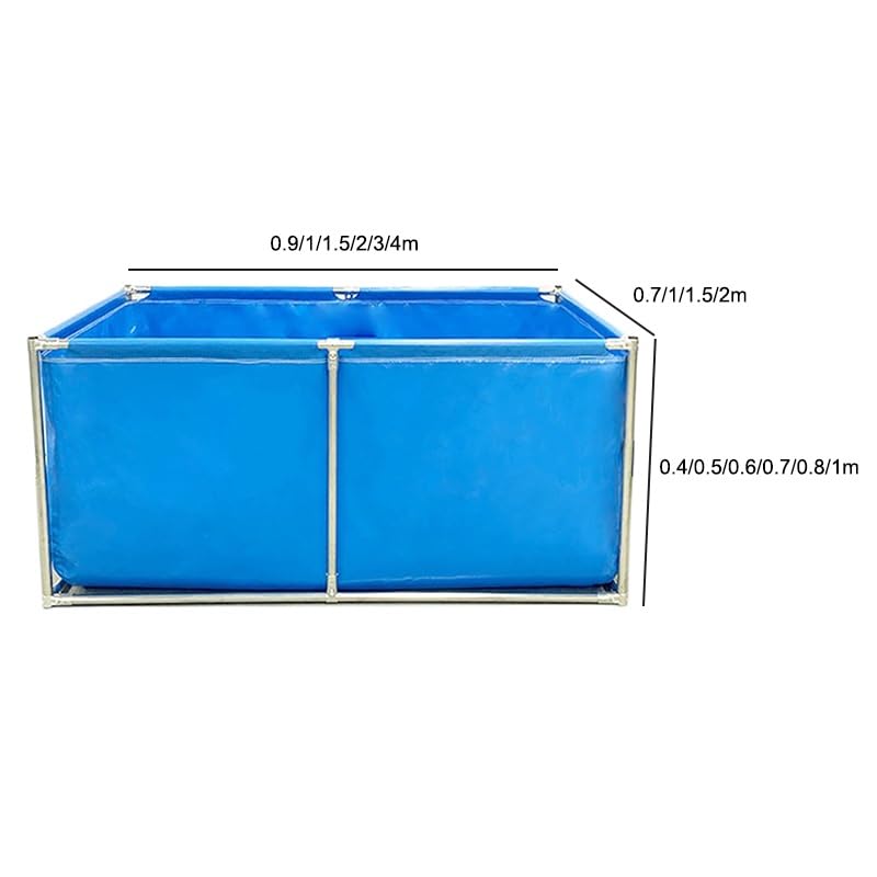 Außenlagertank Segeltuch Fischteich PVC-Canvas faltbarer Wasserspeichertank Aquakulturbecken mit Rahmen Koi-Zucht Gartenbewässerung 2 x 1 x 0,4 m