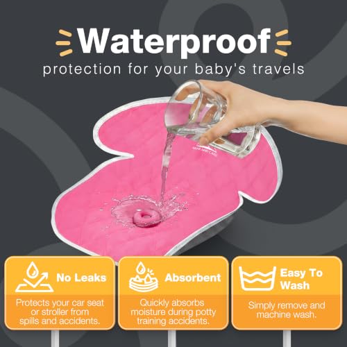 Image of Bear and Care - Potty Training Car Seat Protector - Waterproof Car Seat Liner - Piddle Pads for Stroller, Toddlers & Baby Carseat - Travel-Friendly Washable Liner Mat for Spills Leak (Pink, Pack of 2)