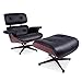Produktbild Möbel Shop UK Leder Wiedergabe Eames Lounge Sessel und Hocker, Größe: H 84 cm, D W 80 cm, 52 cm, Hocker H 48 cm, W 64 cm, D 54 cm