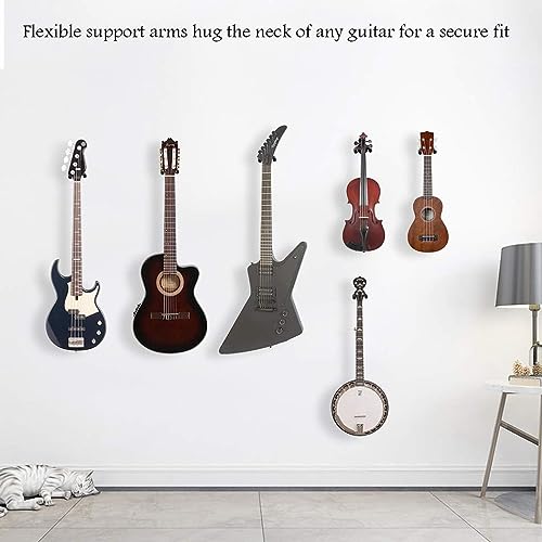 Sound harbor Guitar Wall Mount Hanger Acoustic Electric Bass Guitar Wall Hook Black Metal Holder