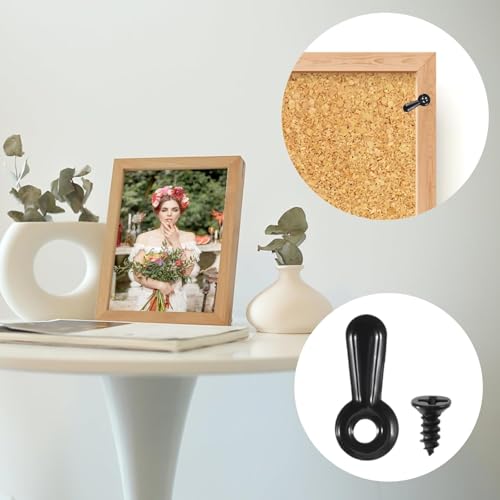 Picture Frame Hardware Kit, 100 Turn Button Fasteners, 100 Screws, Black Backing Clips for Hanging - Thumbnail 3