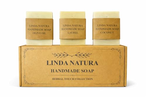 LINDA NATURA Natural Handmade Bar Soap Set | Cold Process | Fragrance-Free &...