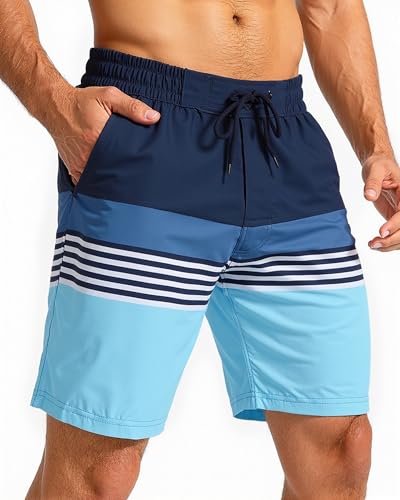 Beach Shorts Men's Swim Trunks Quick Dry Board Shorts with Mesh Lining Colorful