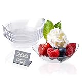 Kingrol 200 Ct Mini Dessert Plates, 3-1/8 x 2-5/8 Inches Clear Disposable Plastic Tray