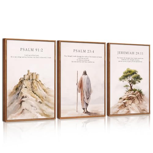 CHDITB 3 Teiliges Bibelversen Wandkunst Religiöse,Jesus Christliche Poster,Bibelvers Leinwandbilder,Christliche Wanddeko,Bibelschrift Poster für Kirche Gebetszimmer Wohnzimmer Zuhause Deko,30x40cm